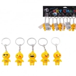 Kulcstartó mosolygós függő, fém/műanyag, 9 cm