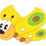 Közepes fa dekoráció sárga pillangó