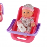 Baba játék hordozóval és cumisüveggel 22 cm