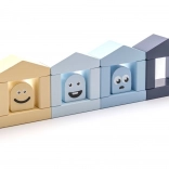 Cubika Pastel színes házikók – fa építőkészlet, 30 darab