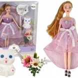 Emily baba hosszú hajjal és fehér kiscicával