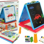 Gyermek asztal 3 az 1-ben Mágneses és Krétás Tábla Kék