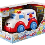 Elemes mentőautó fénnyel és hanggal, 15 cm