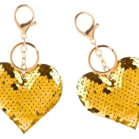 Szív Alakú Kulcstartó Két színű Flitterrel Ezüst és Arany Színben