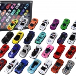 Alumíniummodell Kisautók Készlete Dobozban 30 Darab Sport- és Rendőrautók