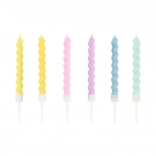 Pasztellszínű spirál alakú tortagyertyák