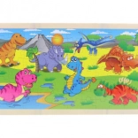 Fából készült dinoszaurusz puzzle, 96 darab