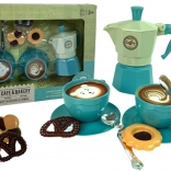 Gyermek kávéfőző készlet kávéház sütemények kék