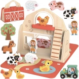 Tooky Toy Fa Összerakható Tanyája Állatfigurákkal