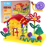 Kreatív hajlítható építőkészlet makarónik, pálcikák – 150 darab