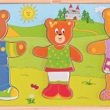 WOODY öltöztetős fa kirakó – medvecsalád