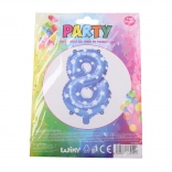 Kék felfújható 8-as számú lufi csillagmintával