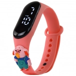 Rózsaszín Malacos érintős karóra állítható szíjjal