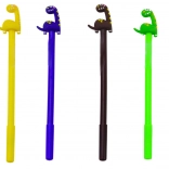 Dínó golyóstoll kupakkal fekete heggyel, barna-sárga mix, 0,5 mm