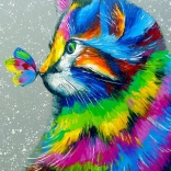 Puzzle gyönyörű macska és pillangó 1000 darab