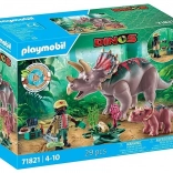 Playmobil Dinos triceratops kölyökkel és kutatóval