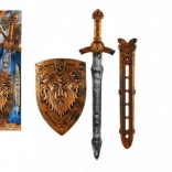 Gyerek lovagi kard pajzzsal és tokban, 55 cm