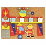 Bino kalapácsos játék tűzoltók – kreatív parafa építőkészlet