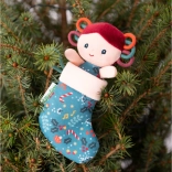 Lilliputiens karácsonyi manó kék zoknival