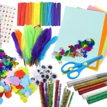 Kreatív készlet kis művészeknek matricák pomponok tollak csillámok