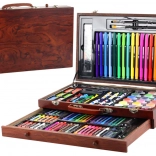 Művészeti készlet fa kofferben 123 darabos
