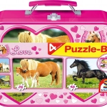 SCHMIDT Puzzle Lovak fém bőröndben