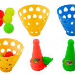 Ügyességi játék kosárkákkal és kilövővel, 2 kosárka és 6 labda