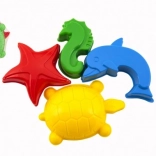 Műanyag homokozó formák – tengeri állatok, 4 db-os készlet hálóban