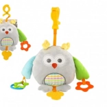 Plüss bagoly babakocsira és kiságyra 18 × 18 cm, rágókákkal és csipesszel