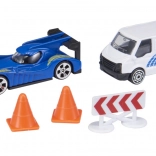 TEAMSTERZ RAPID RACERS – versenyszett kisautóval és szervizfurgonnal, bójákkal és korlátokkal