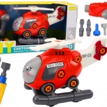 Csavarozható, szerelhető helikopter gyerekeknek – piros