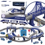 Elektromos rendőrségi vonatpálya autókkal, 92 részes, 300 cm