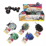 40 darabos üveggolyó készlet különböző színekben hálóban