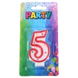 Party gyertya 5-ös szám piros