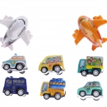 Városi közlekedési eszköz készlet 8 db, 7 cm, felhúzható