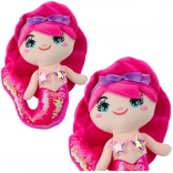 Plüss Sellő Flitteres Farokkal Élénk Rózsaszínben 28 cm