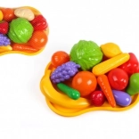 Műanyag gyümölcs- és zöldségkészlet tálcával