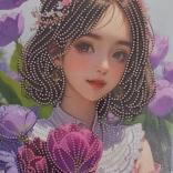 Gyémántfestés Lány virágokkal vásznon 23x30 cm