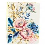 Ajándéktáska virágokkal és arany elemekkel