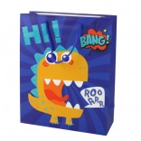 kék dinoszauruszos papírdísztasak 32 × 26 × 10 cm