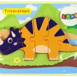 Fa dinoszaurusz puzzle – triceratops vagy ankylosaurus, narancssárga