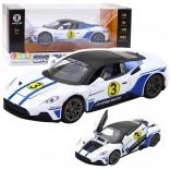 Fém sportautó effektekkel 1:22 fehér