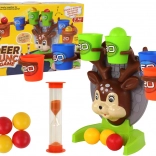 Szarvasos ügyességi játék – labdák dobása poharakba