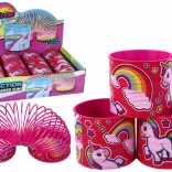 Kultikus rózsaszín rugó egyszarvú motívummal