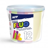 Neon járdakréták, kerek, 12 db, vegyes színek, vödörben