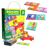 Oktatási játék Állatok a közlekedésben Puzzle Domino Montessori