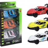 Fém kisautó készlet 11 cm – 3 db, felhúzós