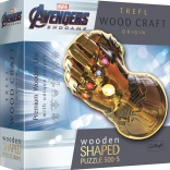 Kétrészes, kétoldalas fa puzzle TREFL Wood Craft Origin Marvel: Végtelen Kesztyű – 505 darab