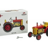 Zetor traktor piros, műanyag felnikkel, kulcsos felhúzással 1:25