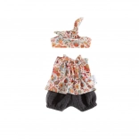 Tunika rövidnadrággal és övvel 38 cm-es babához – virágos rét